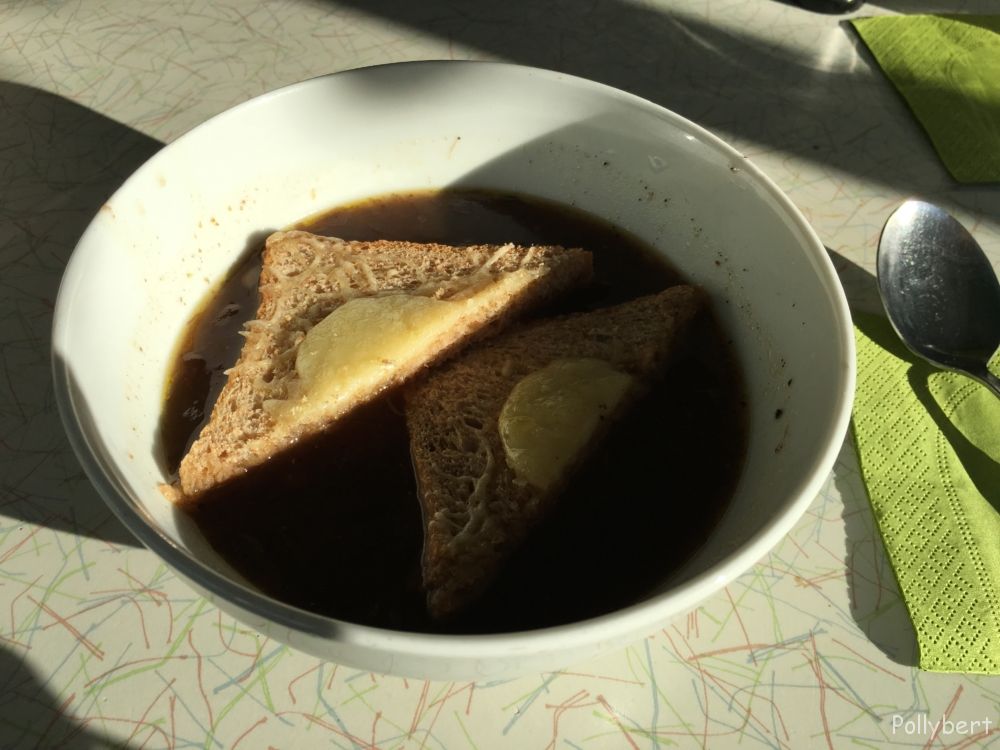 red onion soup with cheese toast