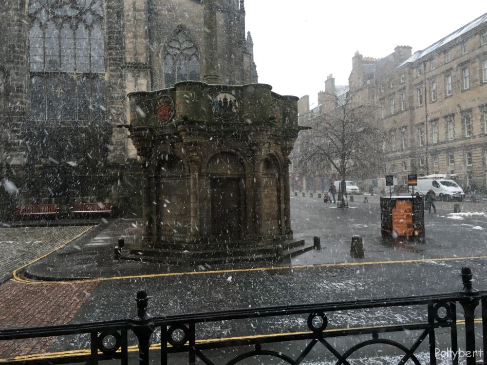 Mercat Cross with snow @Edinburgh, Scotland