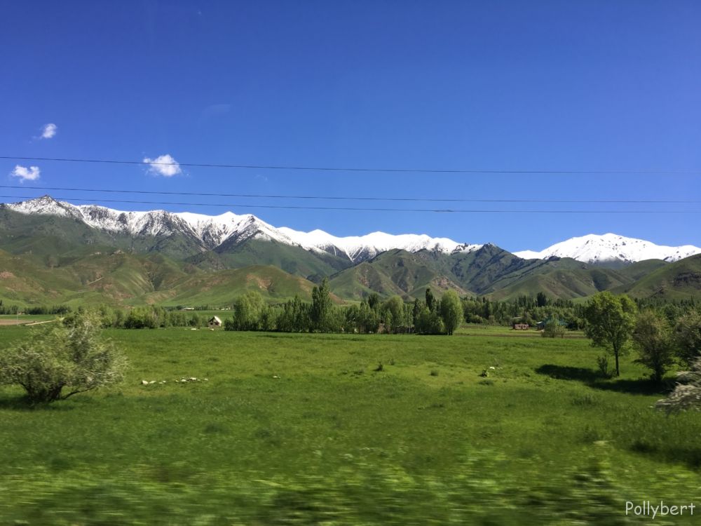 white-capped mountain range @Kyrgyzstan