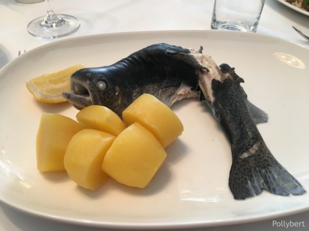 trout "blue" with salt potatoes @Eckel